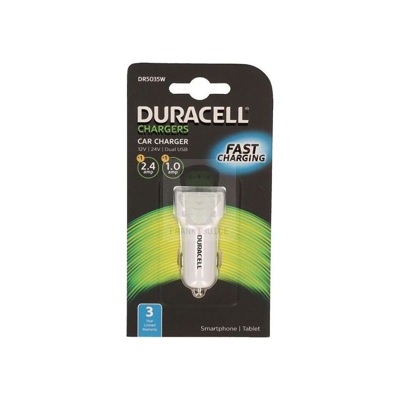 Car charger 2.4amp/1.0amp - Duracell
