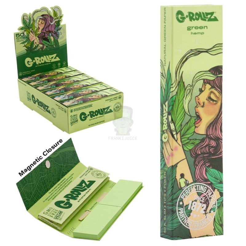 Bibułki G-Rollz Colossal Dream + Tips Organic Green