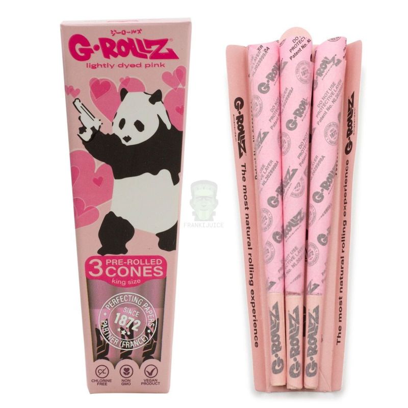 Bibułki skręcone Banksy Panda KS Pink 3szt - G-Rolls